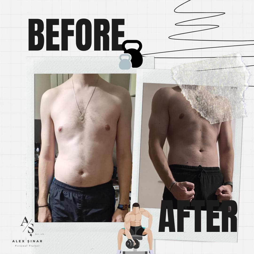 Transformare client — before and after, față